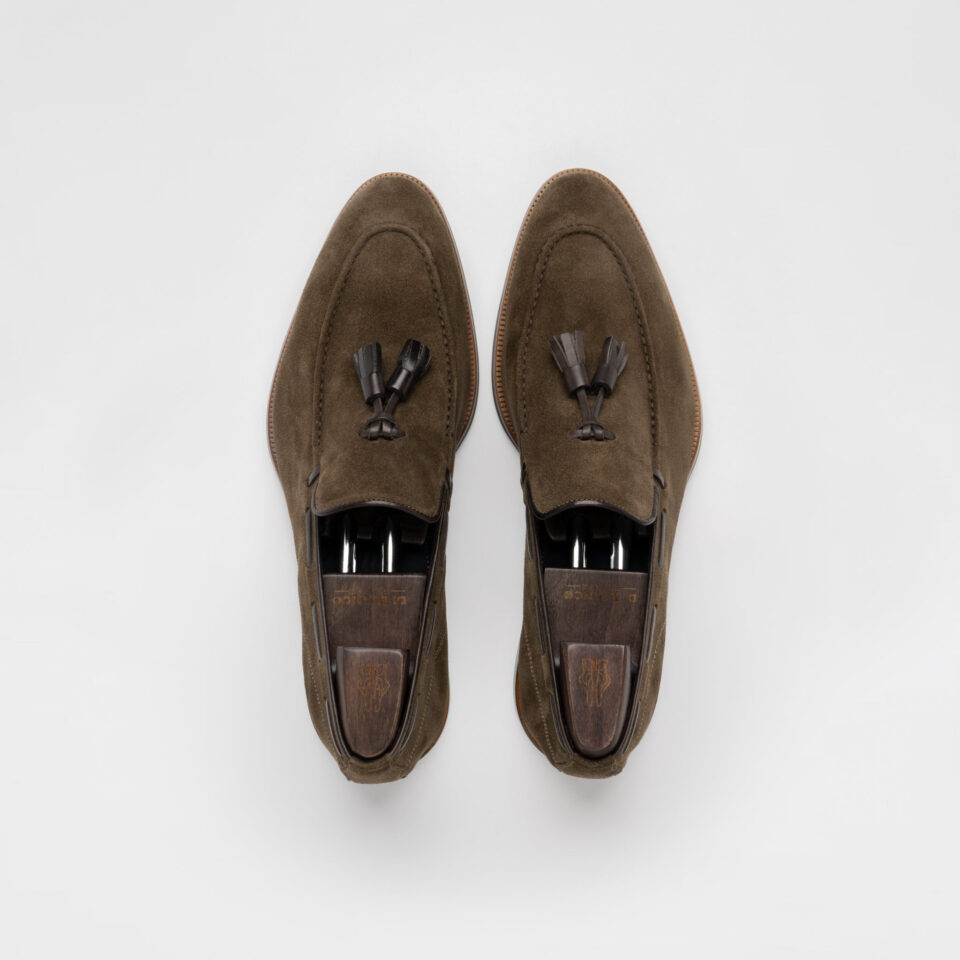 (product) Napoli Bark Suede Loafer, Top view of the pair