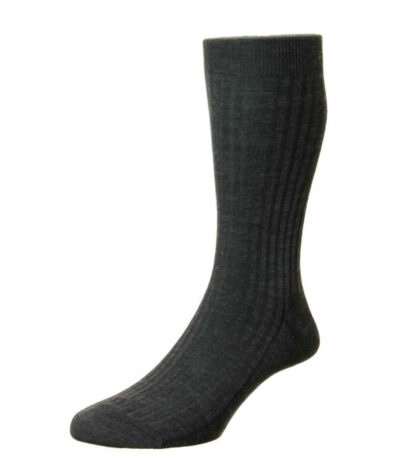 (product) Pantherella Laburnum Mid-Calf Wool Socks - Charcoal