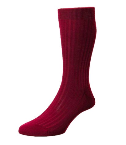 (product) Pantherella Laburnum Mid-Calf Wool Socks - Wine