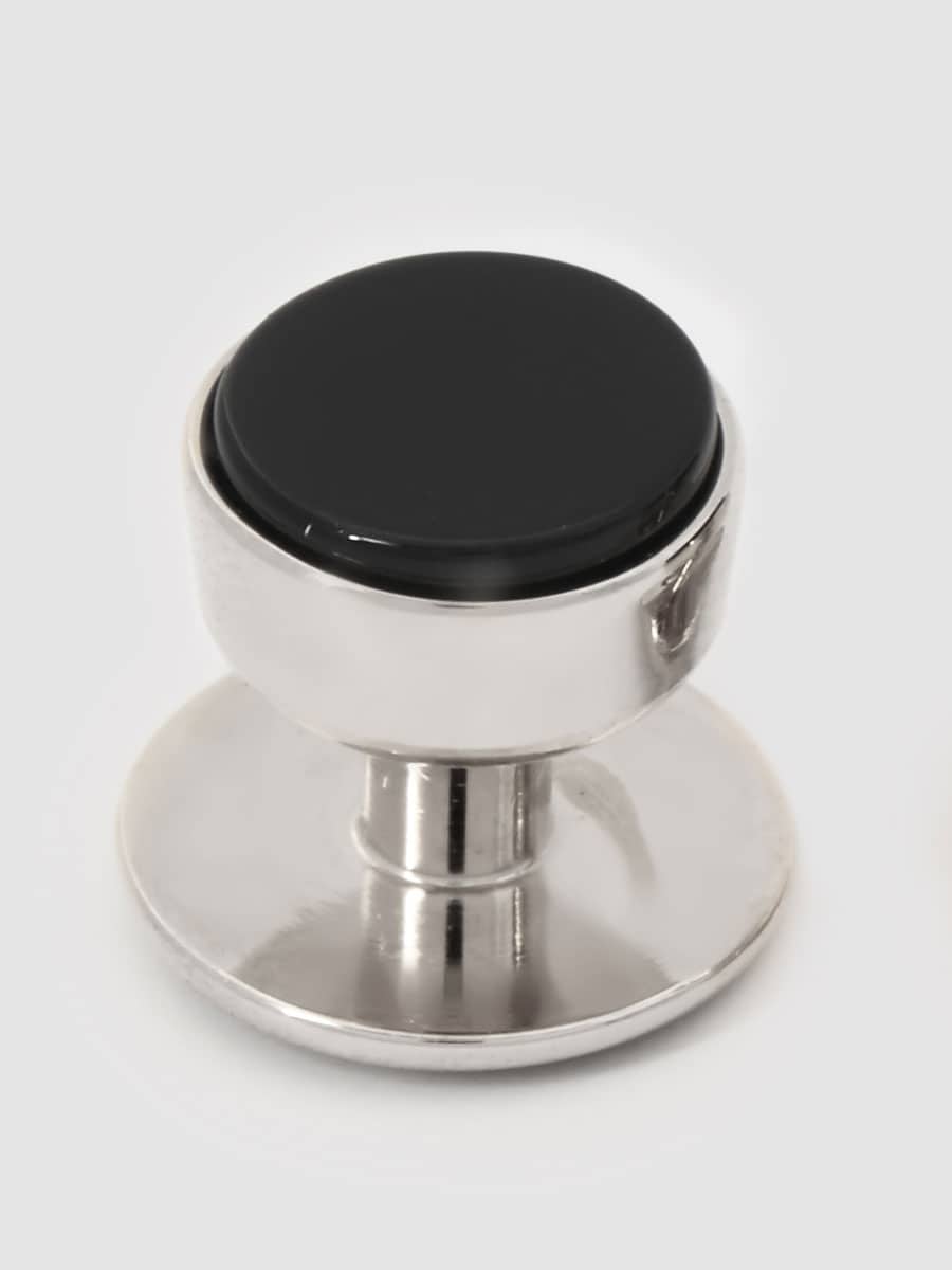 (product) Onyx Tuxedo Studs (White Rhodium)