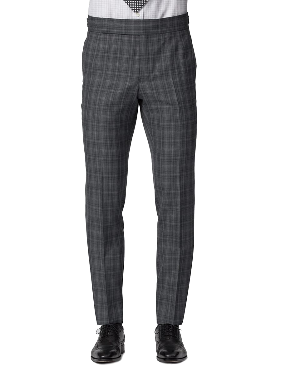 (product) Grey Windowpane Bespoke Suit, pants detail
