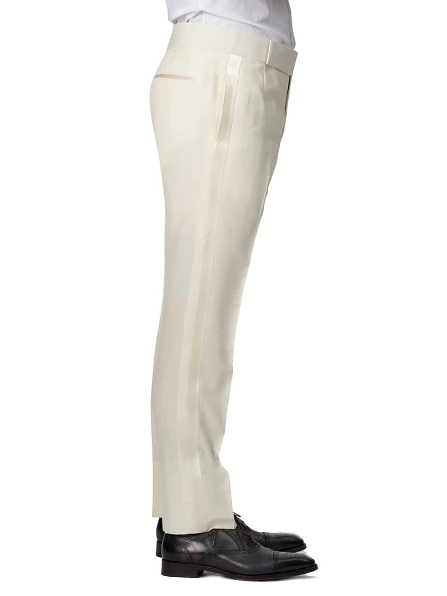 (product) Cream Bespoke Formal Trouser, side view