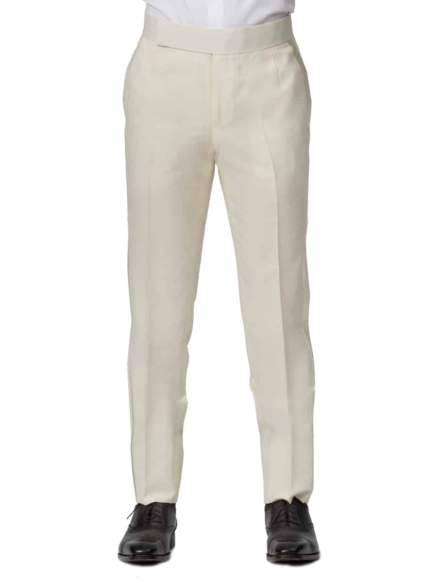 (product) Cream Bespoke Formal Trouser, front view