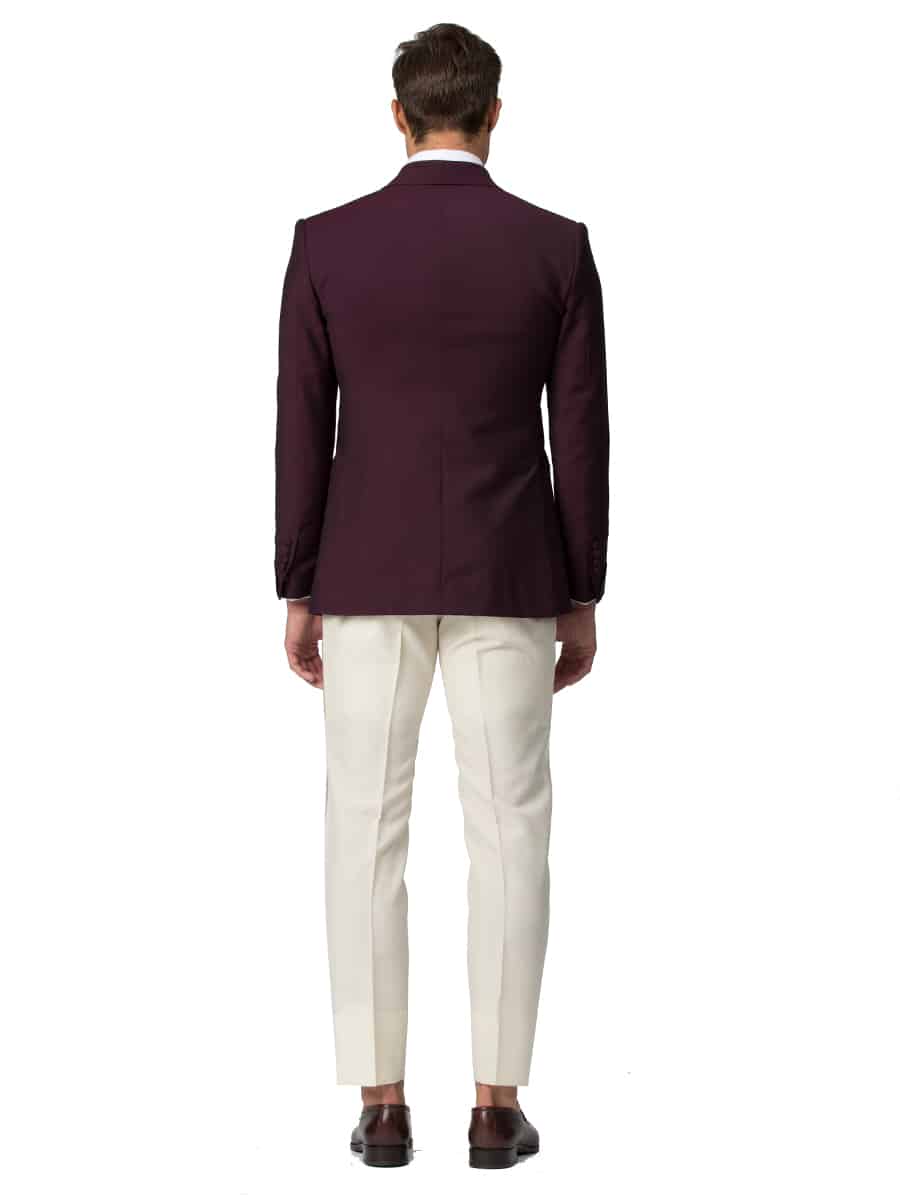 (product) Berry Mohair Bespoke Dinner Jacket, back view
