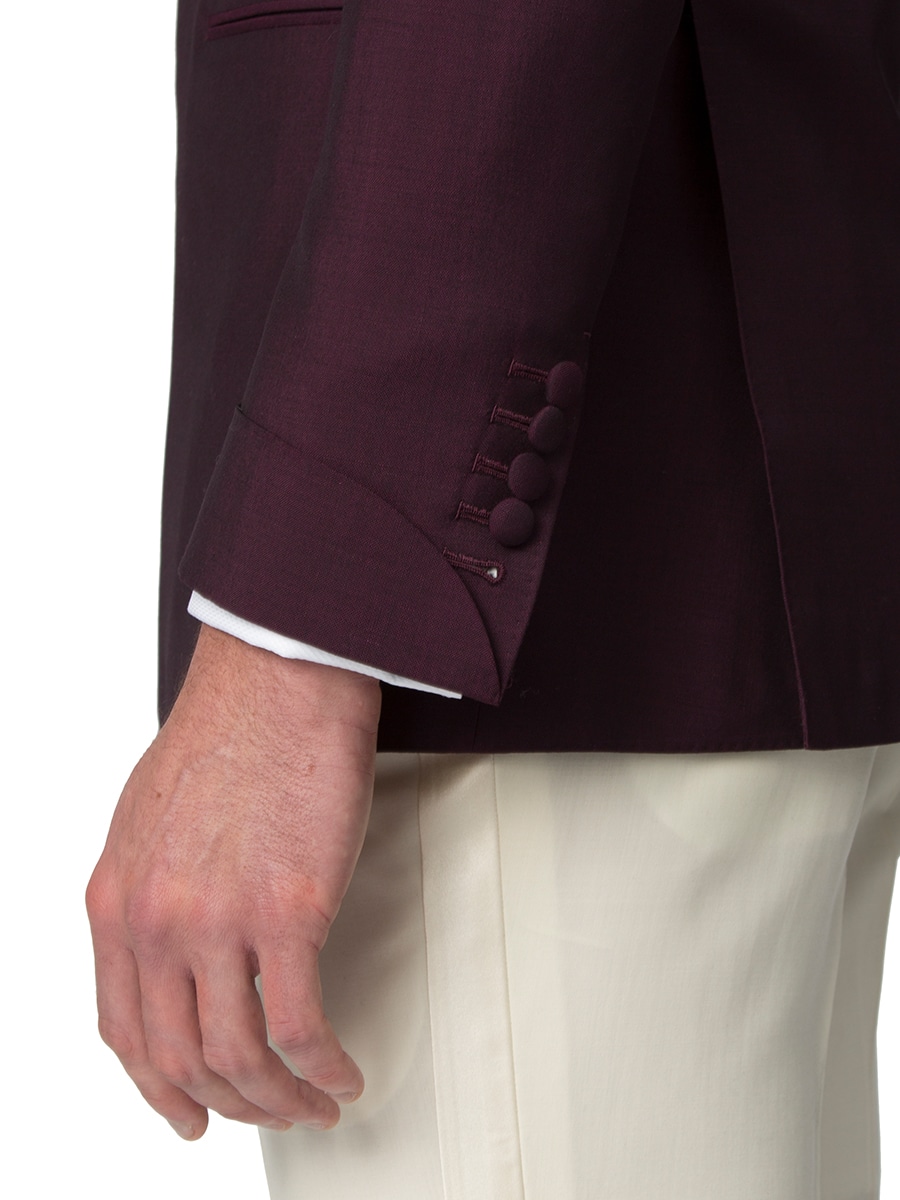 (product) Berry Mohair Bespoke Dinner Jacket, cuff detail