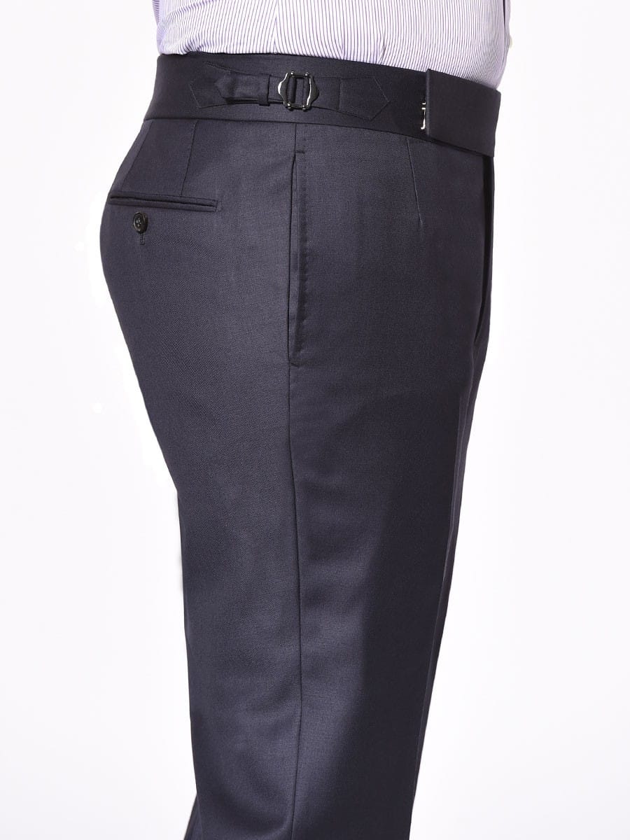 (product) Navy Twill Signature Bespoke Trouser, side view