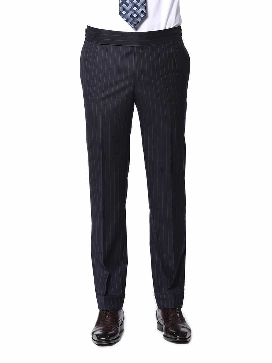 (product) Navy Stripe Suit Pants, front view