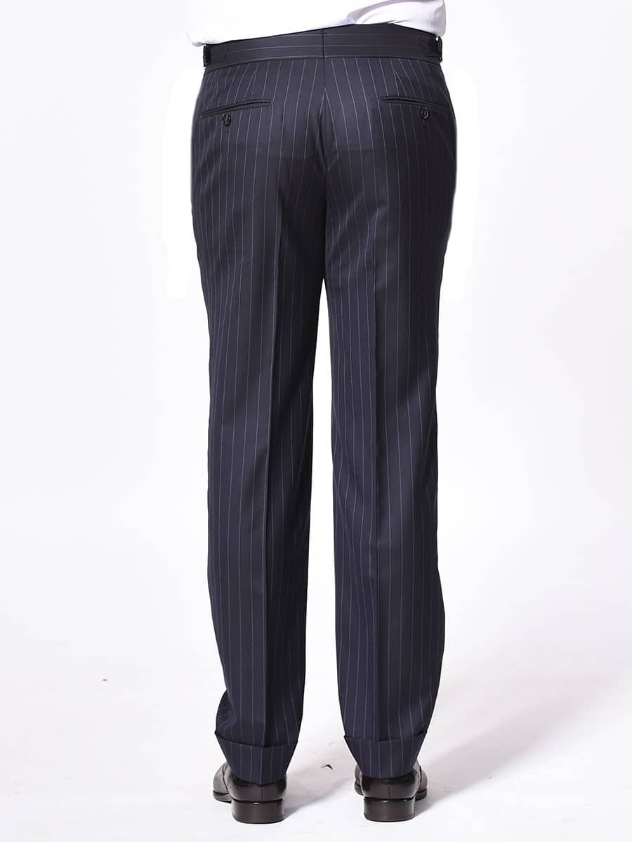 (product) Navy Stripe Suit Pants, back view