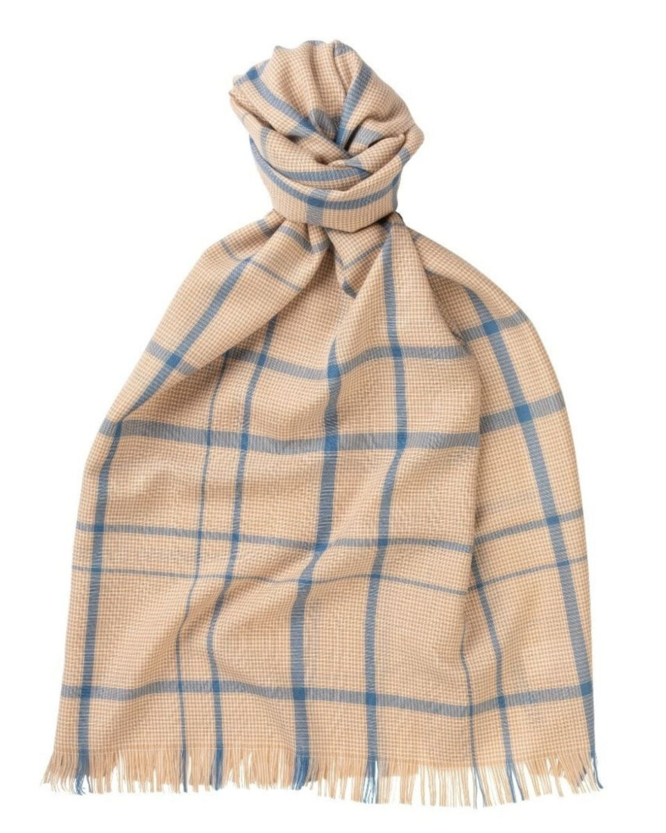 (product) Camel Lightweight Merino Semi-Plain Scarf, Knotted