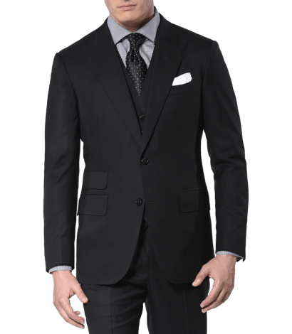 Black two-button Super 110's Bespoke Suit Jacket