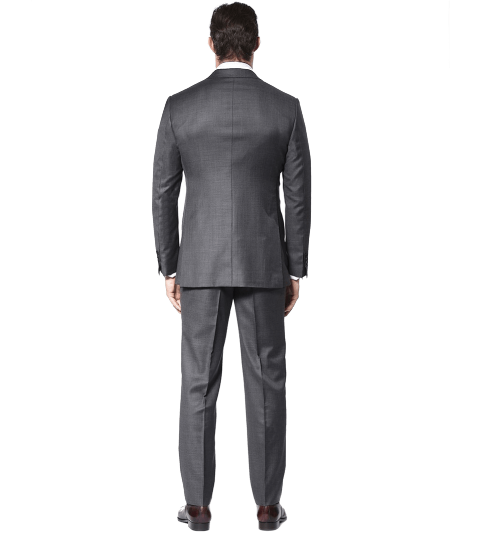 Grey Sharkskin Bespoke Suit - Back View