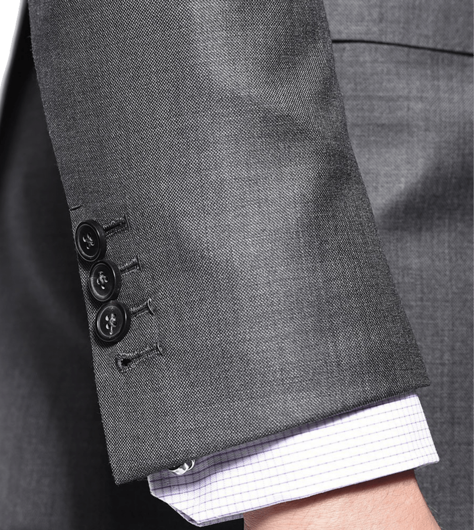 Grey Sharkskin Bespoke Suit - Cuff Detail