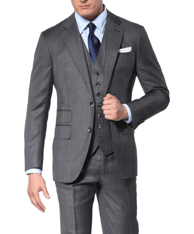 Grey Glen Plaid Windowpane Classic Bespoke Suit