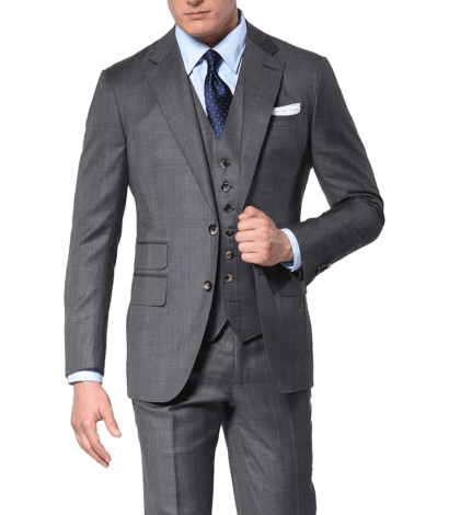 Grey Glen Plaid Windowpane Classic Bespoke Suit