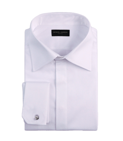 (product) White Poplin, Hidden Placket, Classic-Collar Shirt