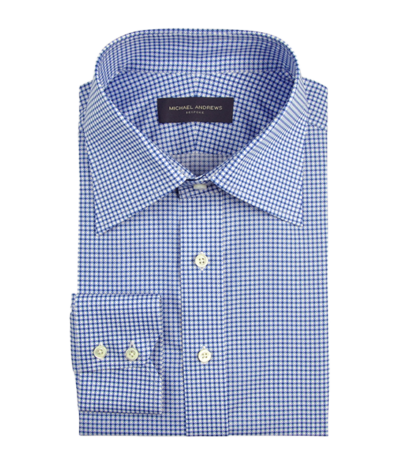 (product) Blue Printed Dot Motif Italian Collar Shirt