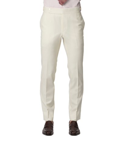 Cream Plain Weave Bespoke Trouser