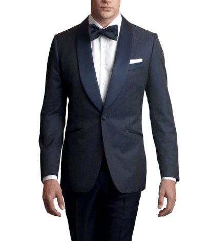 Navy Blue Geo-pattern, one-button, made-to-measure Dinner Jacket