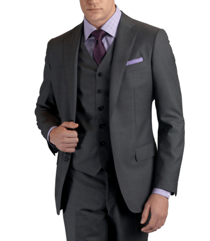 Medium Grey Sharkskin, two-button wool, made-to-measure Suit