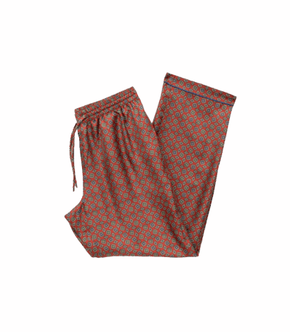 Burnt Orange Medallion Print Silk Pajama Pants