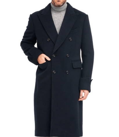 Michael Andrews Navy Wool Cashmere DB Topcoat