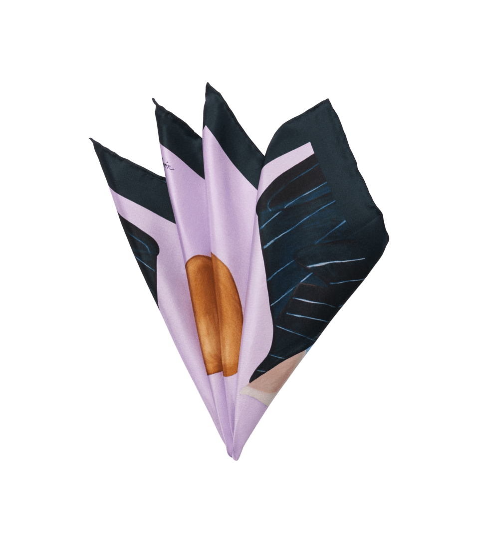 (product) 'Pinstripes in Lavender' Silk Pocket Square, folded