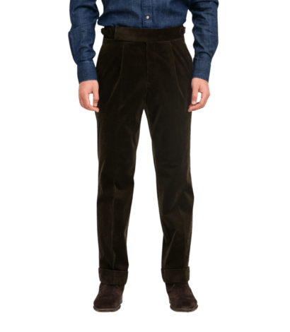 Michael-Andrews-Custom-Olive-Green-Corduroy-Trousers