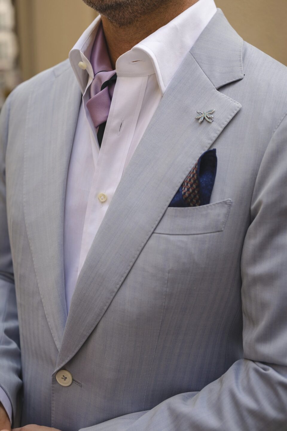 michael-andrews-light-grey-suit-large-square - Hunter Green Wool Seersucker Suit - custom suits nyc bespoke tailor