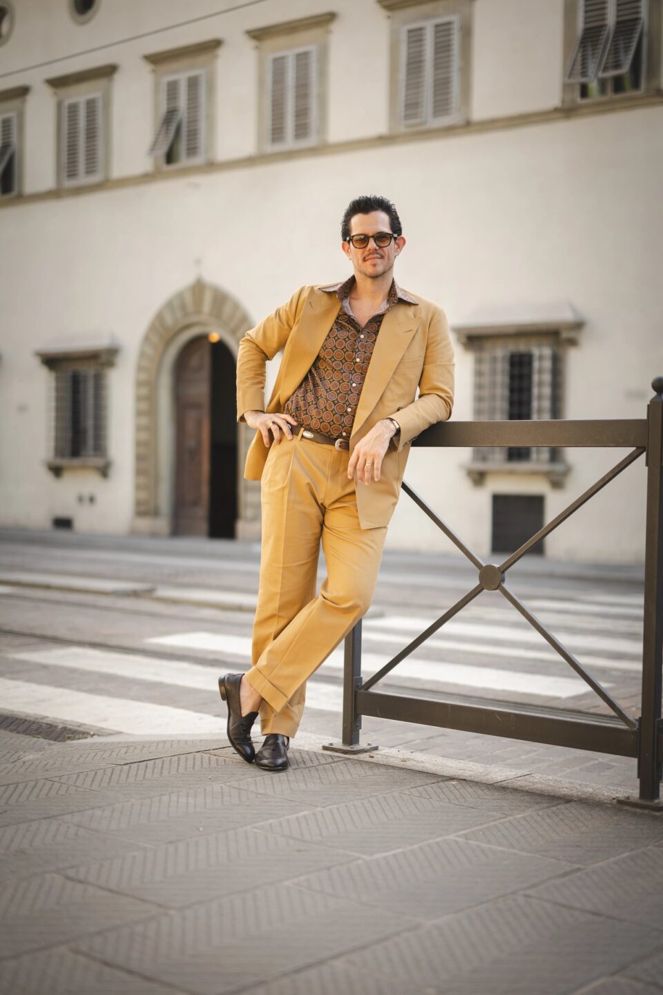 michael-andrews-suit-large-square-3 - Solid Camel Double Breasted Cotton Suit - custom suits nyc bespoke tailor