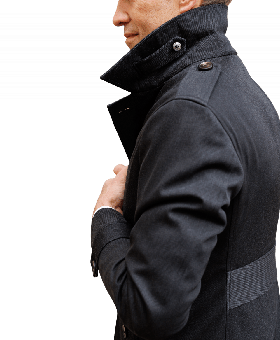 custom-solid-grey-storm-stopper-jacket-michael-andrews-2 - Solid Grey Twill Storm Stopper - custom suits nyc bespoke tailor