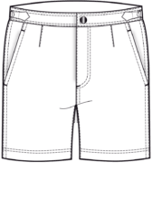 Technical sketch of 5-inch inseam shorts