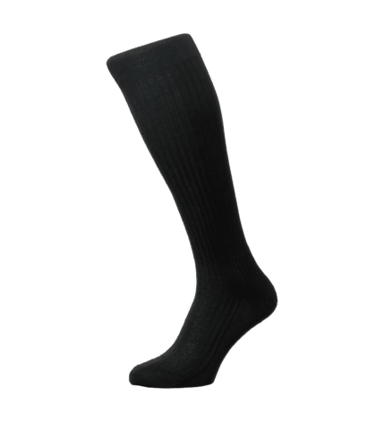 (product) Pantherella Highbury Wool Houndstooth Mid-Calf Socks - Navy - custom suits nyc bespoke tailor midtown, noho