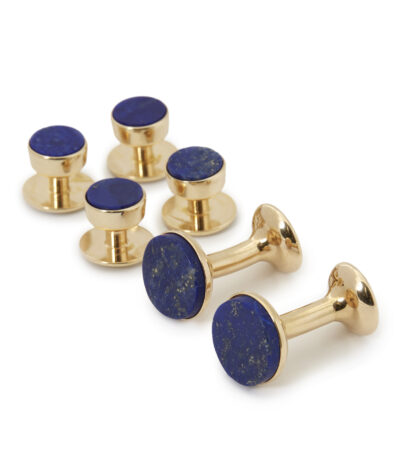 (product) Lapis Lazuli Stud and Cufflink Set (Yellow Gold) - custom suits nyc bespoke tailor midtown, noho