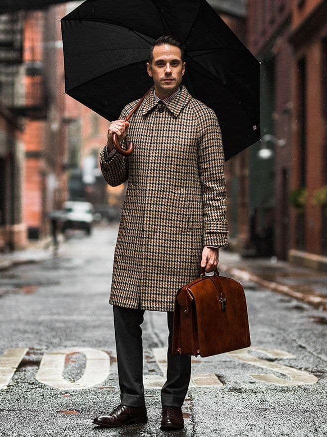 (product) Houndstooth Balmacaan Coat - custom suits nyc bespoke tailor midtown, noho