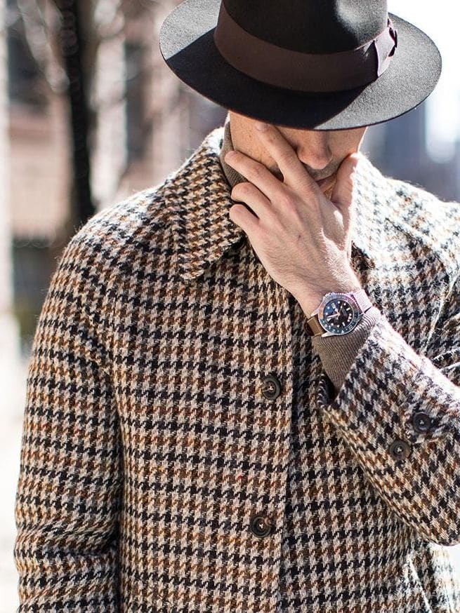 (product) Houndstooth Balmacaan Coat - custom suits nyc bespoke tailor midtown, noho