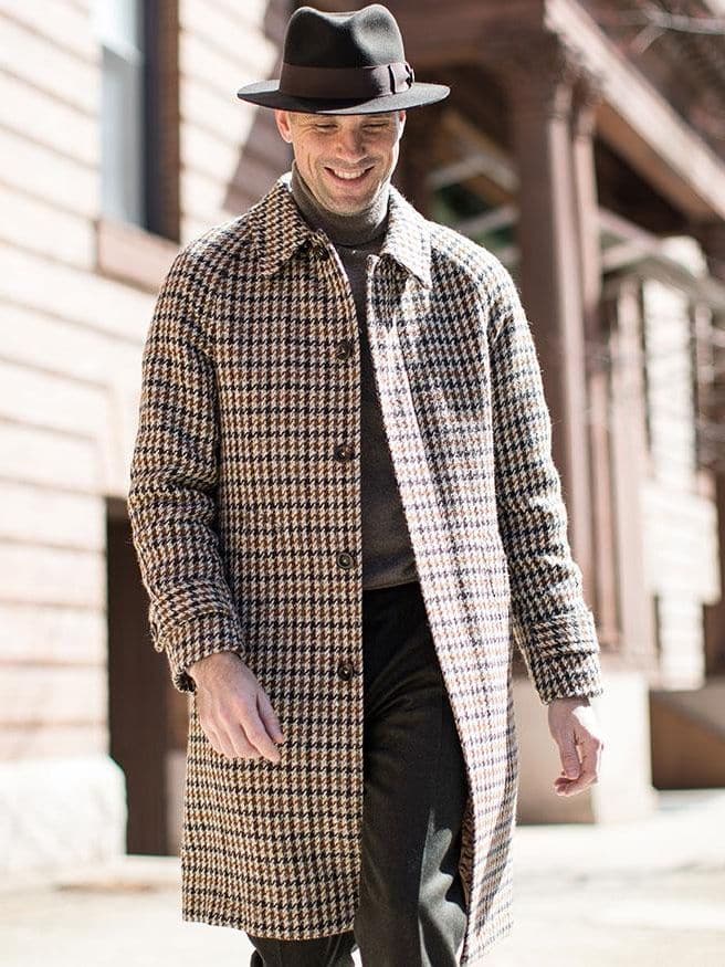 (product) Houndstooth Balmacaan Coat - custom suits nyc bespoke tailor midtown, noho