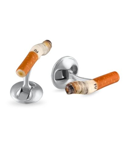 (product) FU Cigarette Cufflinks, side-by-side display - custom suits nyc bespoke tailor midtown, noho