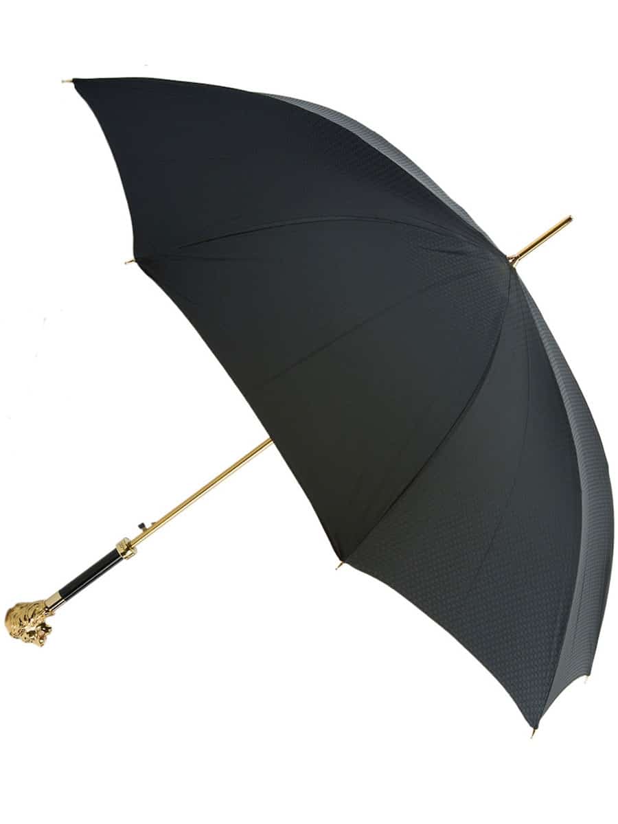 (product) Gold Lion Head Umbrella, Open view - custom suits nyc bespoke tailor midtown, noho