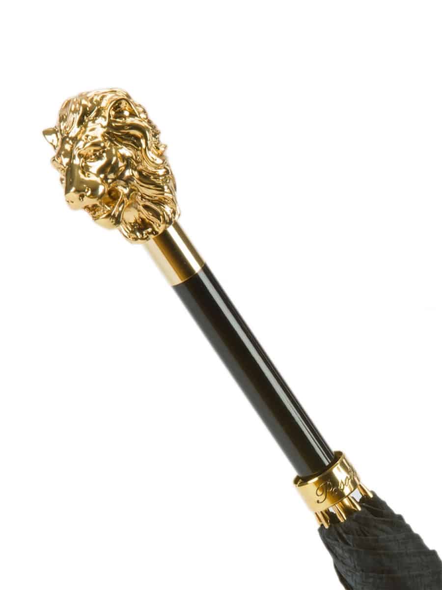 (product) Gold Lion Head Umbrella, Handle detail - custom suits nyc bespoke tailor midtown, noho
