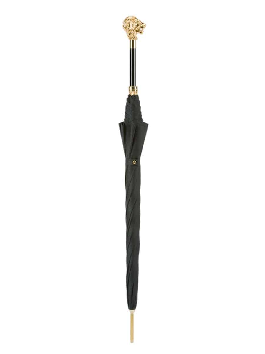 (product) Gold Lion Head Umbrella, Closed view - custom suits nyc bespoke tailor midtown, noho