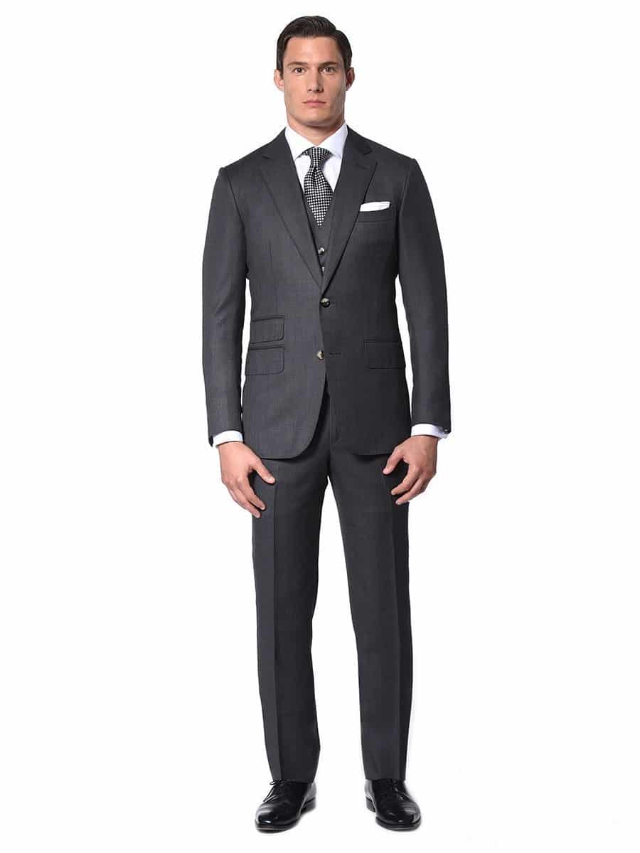 (product) Charcoal Birdseye Bespoke Suit - custom suits nyc bespoke tailor midtown, noho