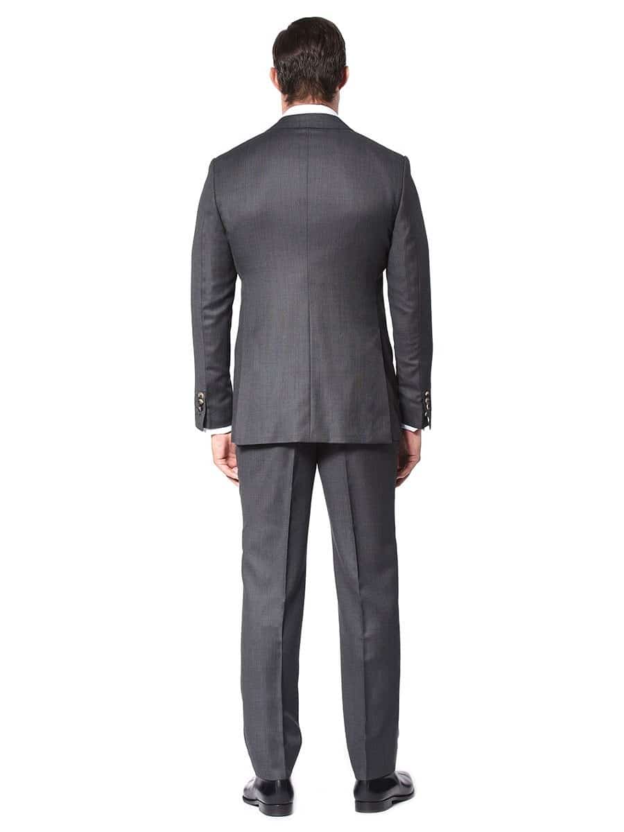 (product) Charcoal Birdseye Bespoke Suit, back view - custom suits nyc bespoke tailor midtown, noho