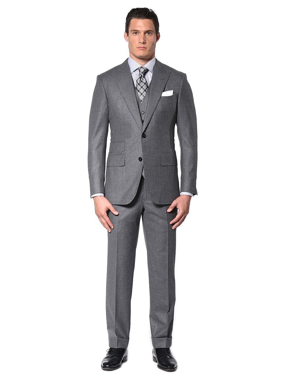 (product) Steel Grey Flannel Bespoke Suit - custom suits nyc bespoke tailor midtown, noho