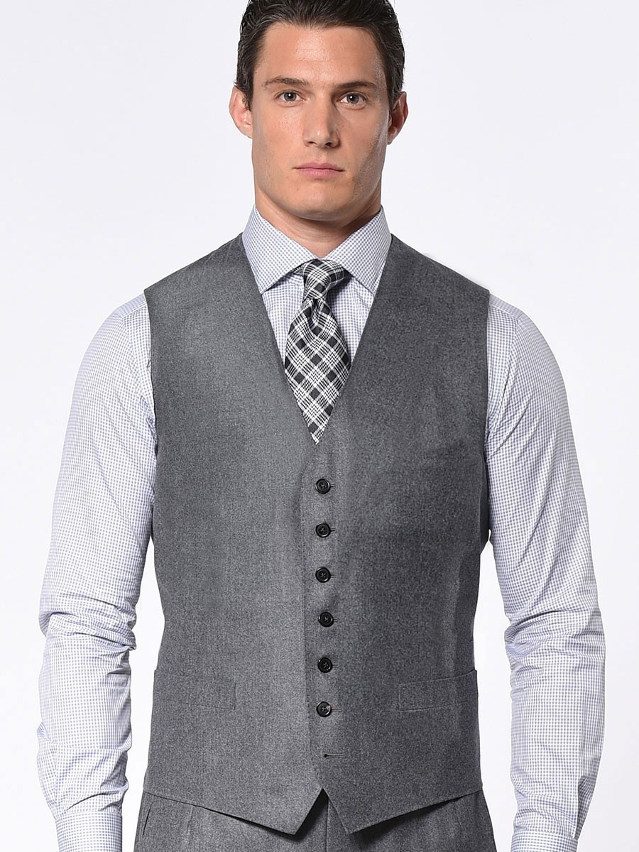 (product) Steel Grey Flannel Bespoke Vest - custom suits nyc bespoke tailor midtown, noho