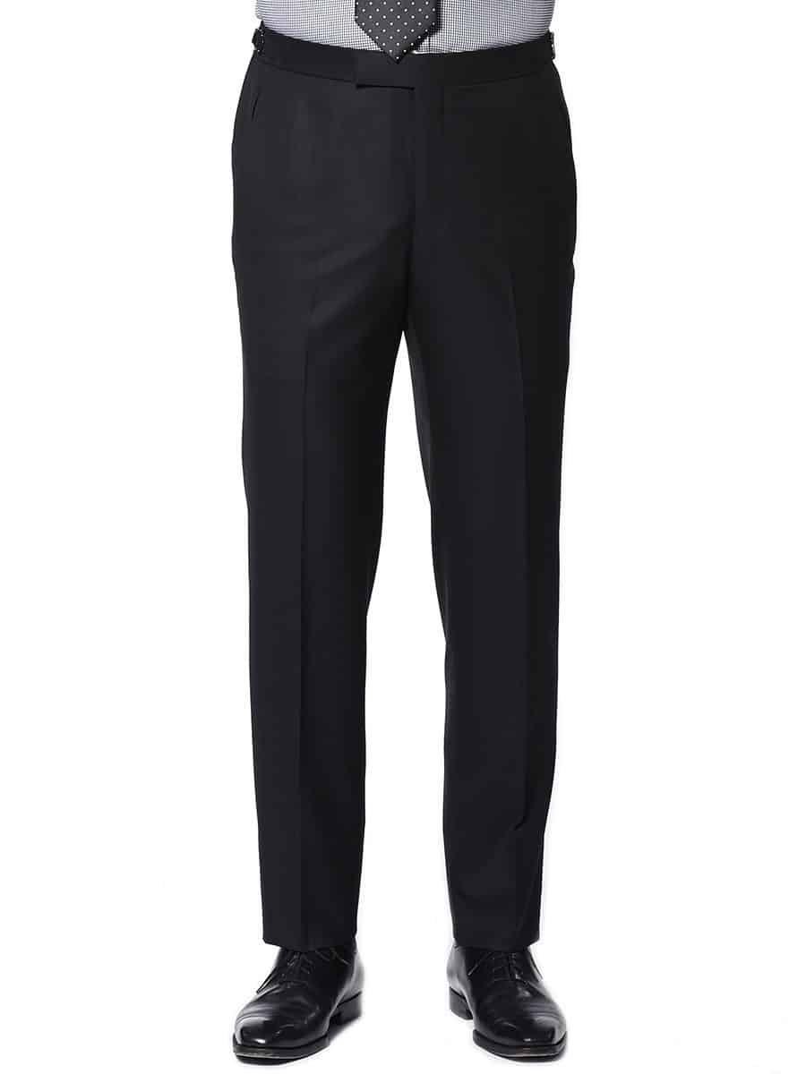 (product) Black Twill Signature Bespoke Trouser, front view - custom suits nyc bespoke tailor midtown, noho