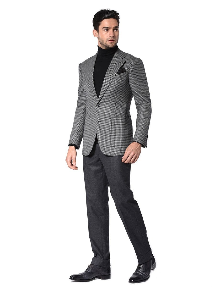 (product) Grey Houndstooth Signature Bespoke Sport Coat - custom suits nyc bespoke tailor midtown, noho