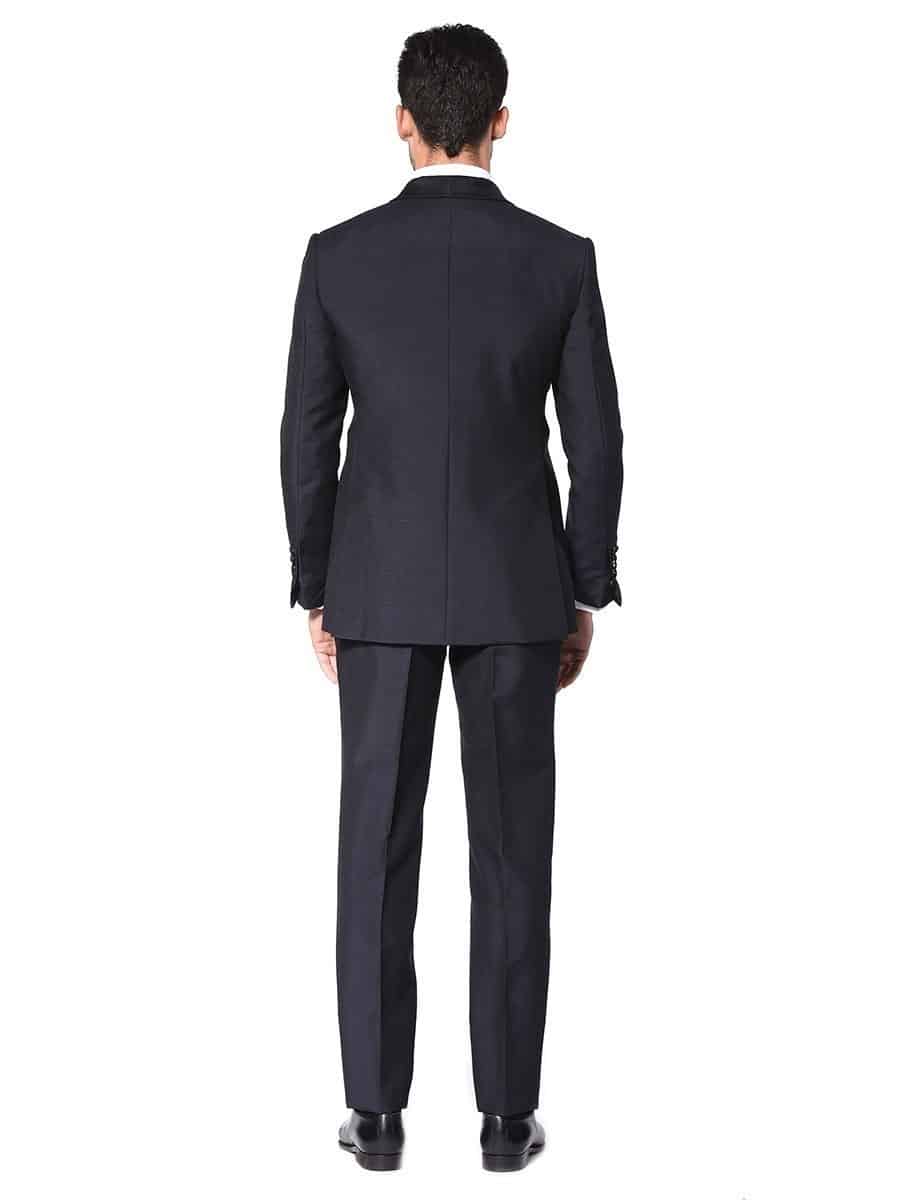 (product) Midnight Tonik Mohair Signature Bespoke Tuxedo, back view - custom suits nyc bespoke tailor midtown, noho