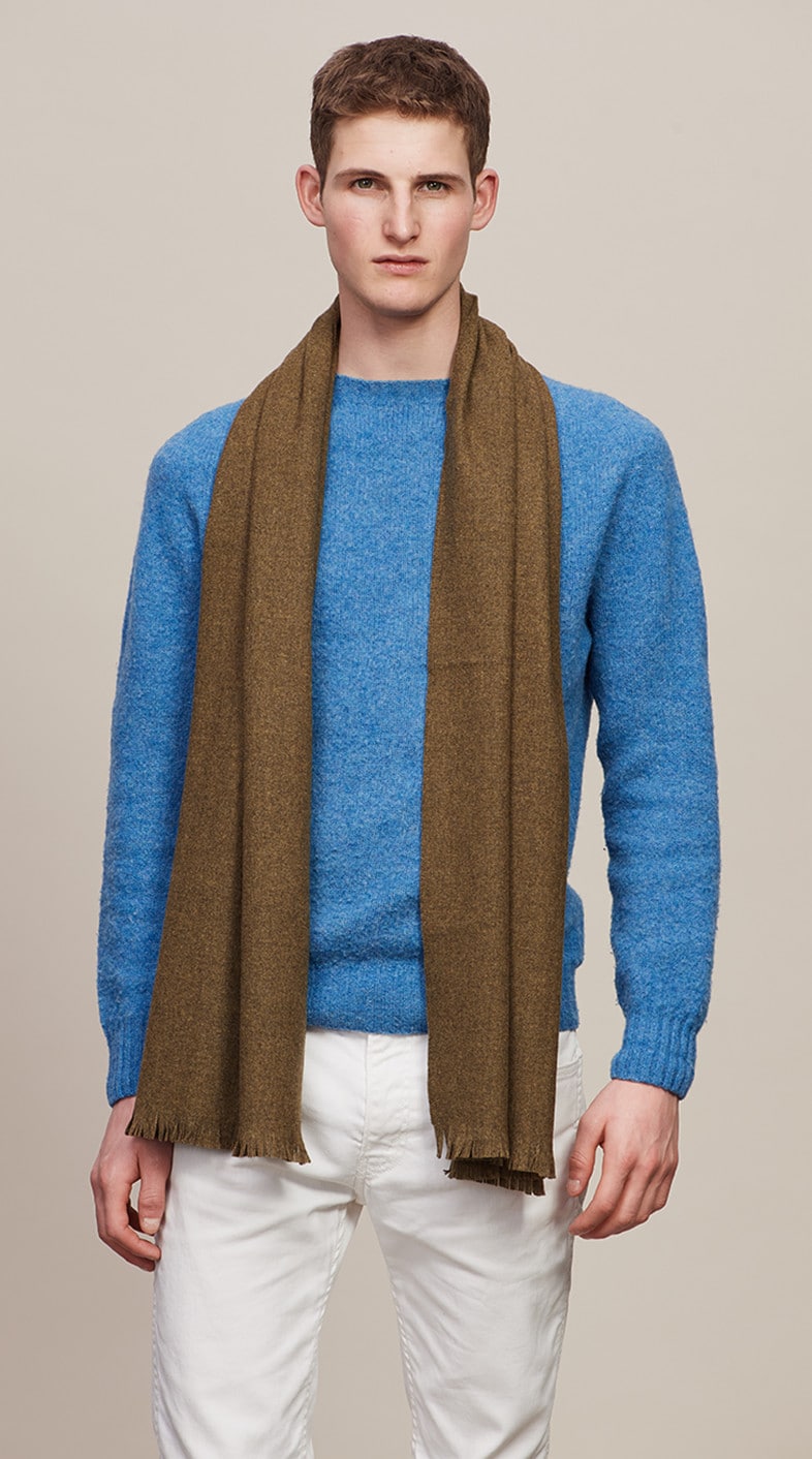 Moss Solid Lightweight Escorial Scarf, Looped - custom suits nyc bespoke tailor midtown, noho