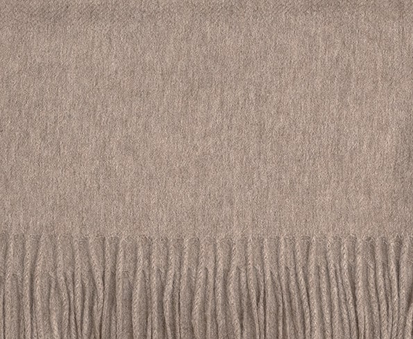 (product) Fawn Solid Wide Cashmere Scarf, Close-up view - custom suits nyc bespoke tailor midtown, noho