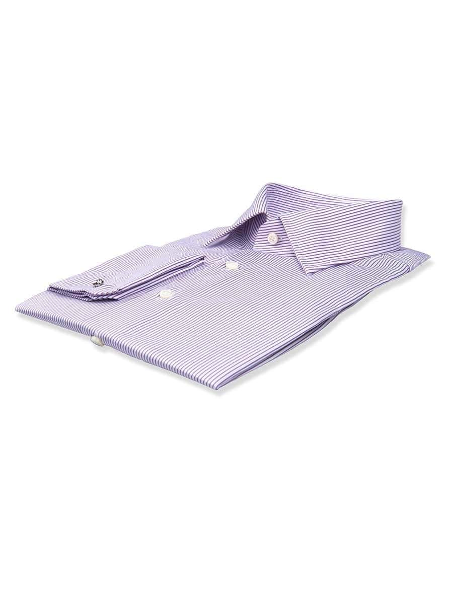 (product) Purple Thin Stripe Classic Collar Shirt, folded and displayed flat - custom suits nyc bespoke tailor midtown, noho
